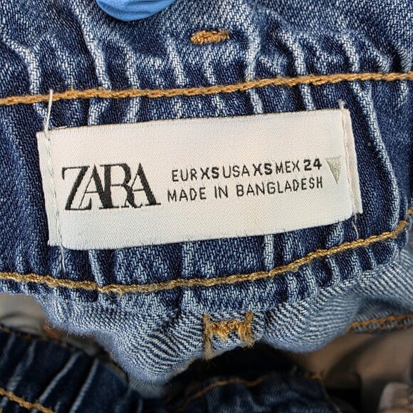 Zara Jeans Womens Size XS Blue Paperbag Waist High Rise Tapered Leg Denim - Picture 9 of 9